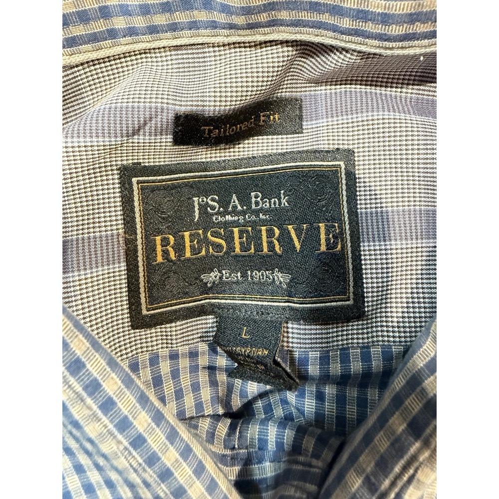 (Lot 2)Jos. A. Bank Reserve Tailored Fit Dress Shirt L Check Gray Blue - Picture 8 of 8